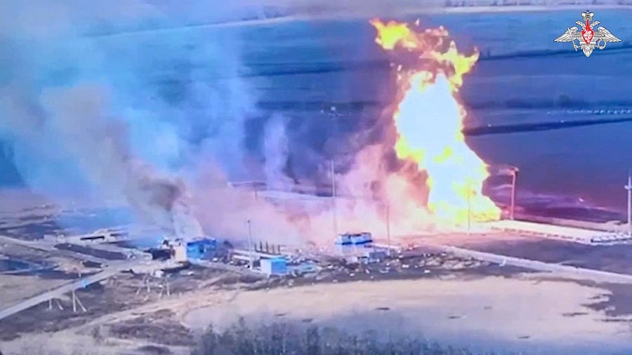 <div class="paragraphs"><p>A drone view shows the destroyed Sudzha gas metering station following an attack, what Russian military officials called a Ukrainian missile strike, in the course of Russia-Ukraine conflict in the town of Sudzha in the Kursk region, Russia.</p></div>