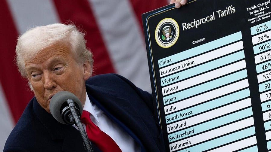 <div class="paragraphs"><p>US President Trump delivers remarks on tariffs, at the White House</p></div>