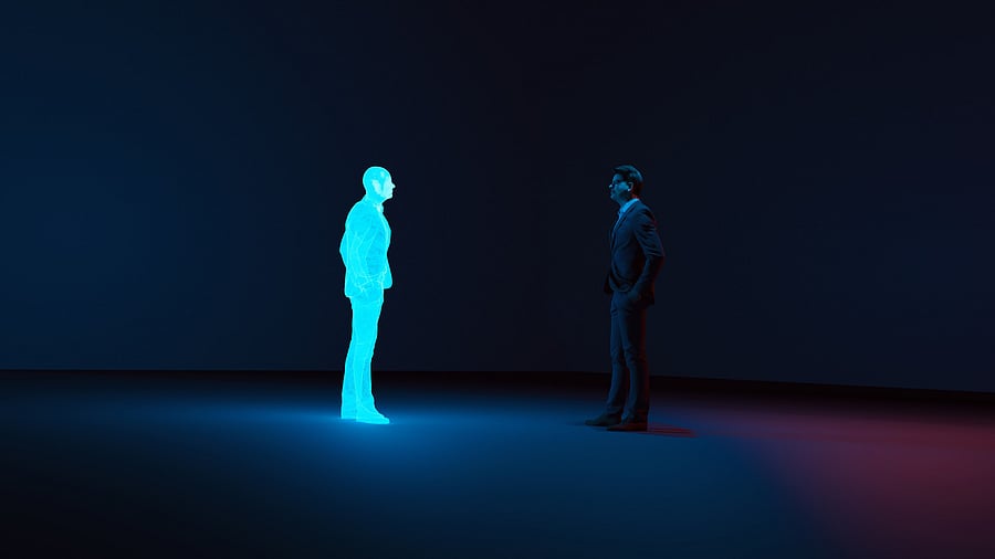 <div class="paragraphs"><p>Representative image of a man and his AI avatar.</p></div>