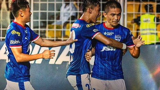 <div class="paragraphs"><p>Sunil Chhetri celebrating his goal.</p></div>