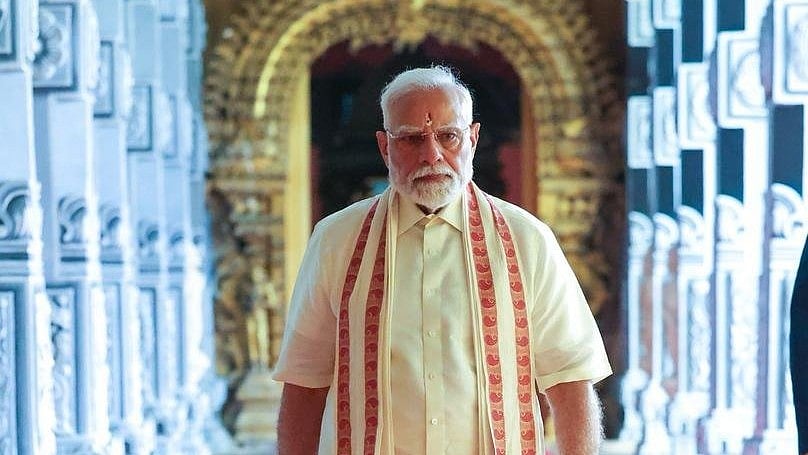 <div class="paragraphs"><p>Modi at&nbsp;Arulmigu Ramanathaswamy Temple in Rameswaram</p></div>