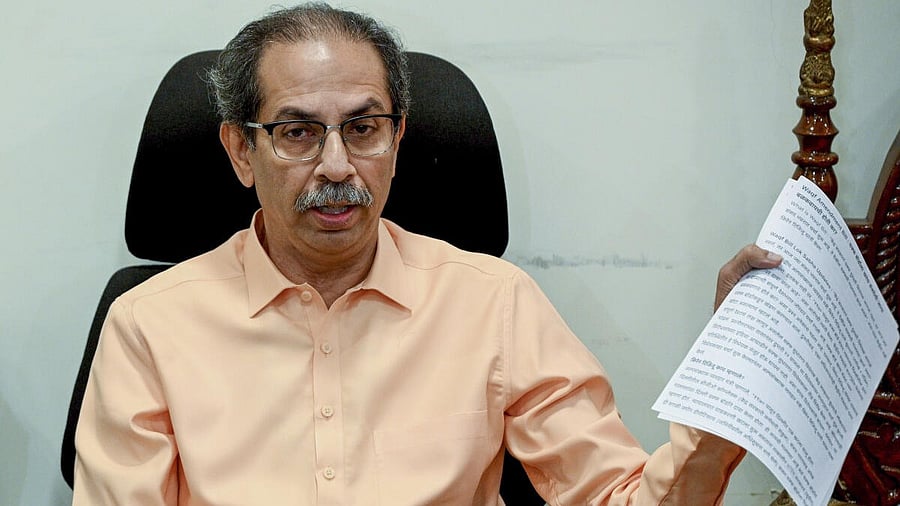 <div class="paragraphs"><p>Shiv Sena (UBT) chief Uddhav Thackeray addresses a press conference, in Mumbai, Thursday, April 3, 2025.</p></div>