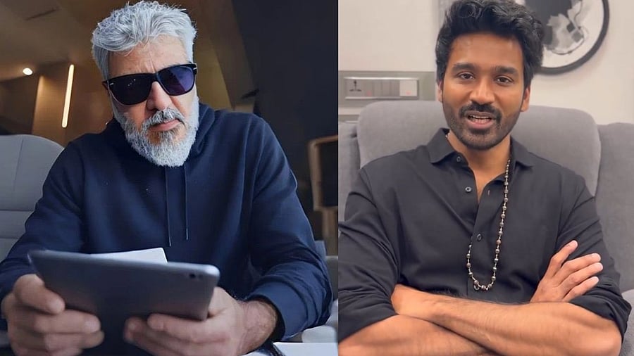 <div class="paragraphs"><p>A collage of Ajith Kumar and Dhanush.</p></div>