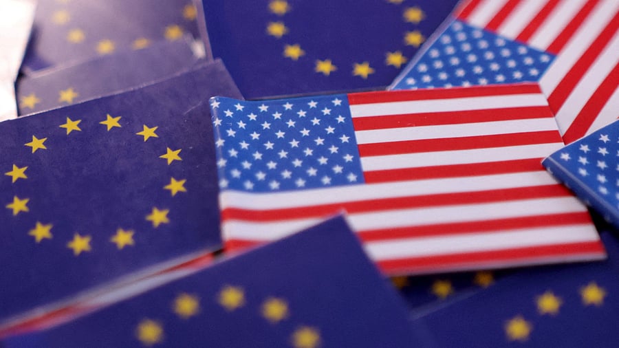 <div class="paragraphs"><p>The flags of the European Union (EU) and the United States are shown in this illustration. For representational purposes.</p></div>