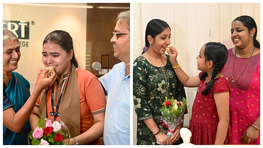 <div class="paragraphs"><p>Amoolya Kamath and&nbsp;Deepashree S celebrating with their respective families.</p></div>
