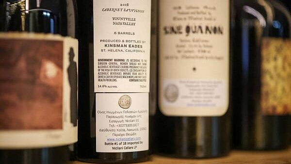 <div class="paragraphs"><p>A US imported wine is displayed in a wine bar in Athens</p></div>