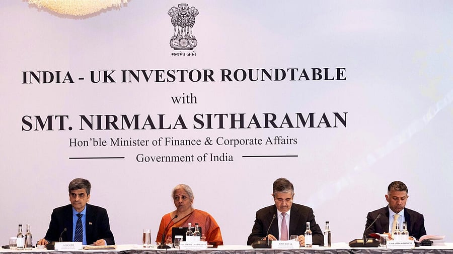 <div class="paragraphs"><p>Union Finance Minister Nirmala Sitharaman during the India-UK Investor Roundtable discussion, in London.</p></div>