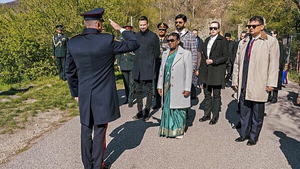 <div class="paragraphs"><p>President Droupadi Murmu during a wreath laying ceremony at the Gate of Freedom Memorial, in Bratislava, Slovakia.</p></div>