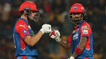 <div class="paragraphs"><p>Delhi Capitals' Tristan Stubbs and KL Rahul</p></div>