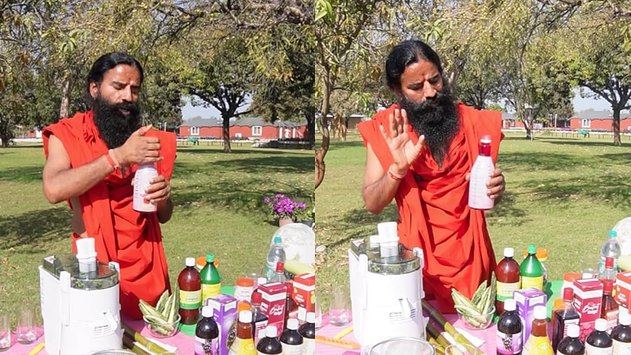 <div class="paragraphs"><p>Yoga guru is seen criticising a soft drink company.</p></div>