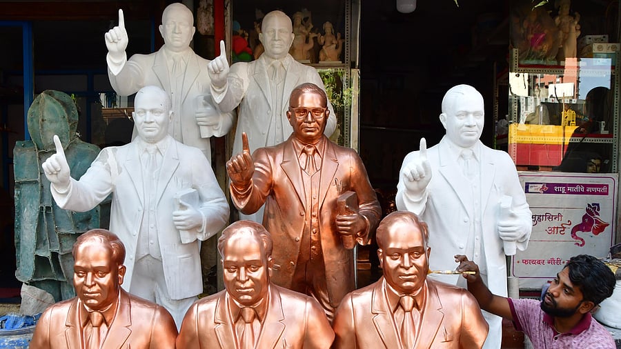 <div class="paragraphs"><p>An artist gives final touches to a statue of Dr B R Ambedkar ahead of Ambedkar Jayanti</p></div>