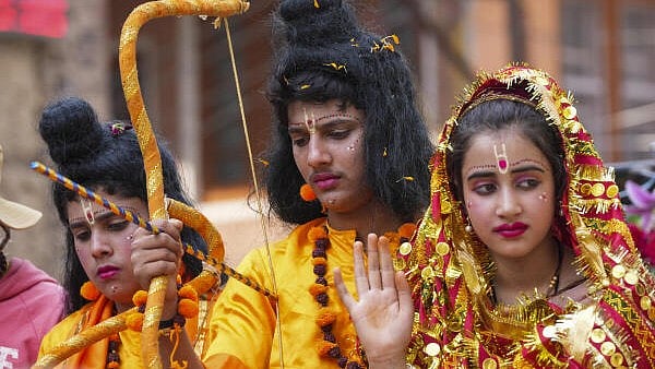 <div class="paragraphs"><p>Children dressed as Lord Ram, Lord Lakshman and Goddess Sita take part in a procession on the occasion of ‘Ram Navami’ festival, in Srinagar, Jammu and Kashmir, Sunday, April 6, 2025.</p></div>