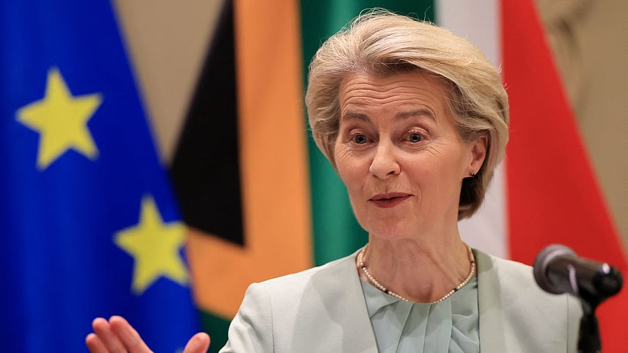 <div class="paragraphs"><p>File Photo: European Commission President Ursula von der Leyen gestures during a joint press conference at the 8th EU-South Africa summit, at Tuynhuys in Cape Town, South Africa. </p></div>