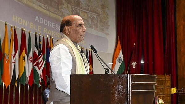 <div class="paragraphs"><p>Defence Minister Rajnath Singh addresses a gathering during convocation ceremony of 80th Staff Course at Defence Services Staff College, at Wellington in Nilgiris district of Tamil Nadu.</p></div>