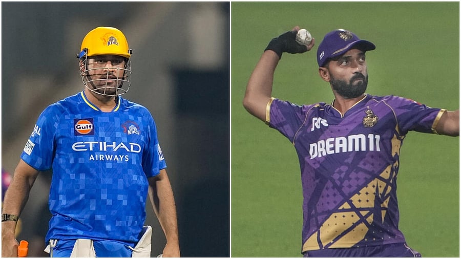 <div class="paragraphs"><p>Chennai Super Kings' skipper MS Dhoni (left) and his Kolkata Knight Riders' counterpart Ajinkya Rahane.</p></div>