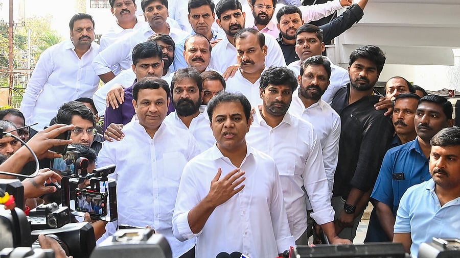 <div class="paragraphs"><p>BRS Working President and MLA K T Rama Rao interacts with the media in Hyderabad, Telangana.</p></div>