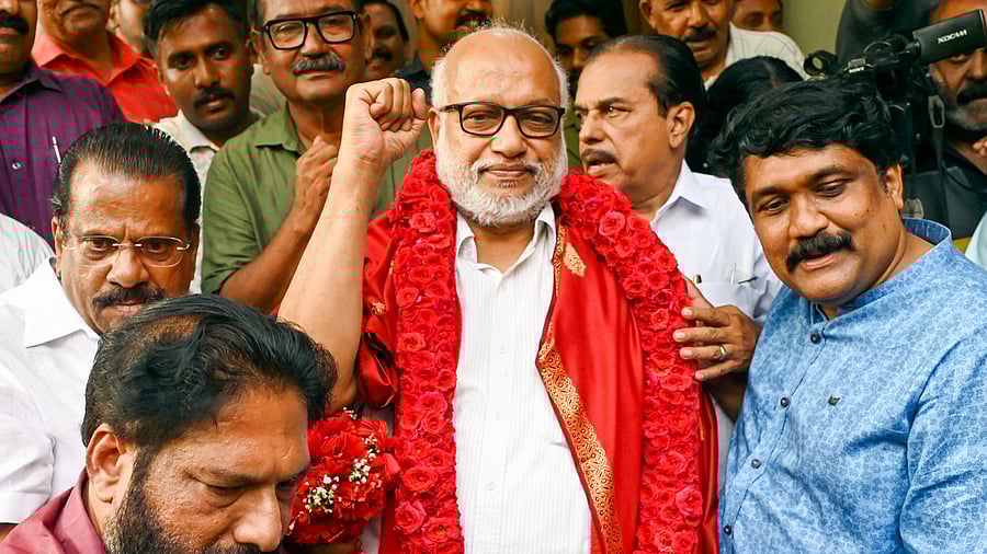 <div class="paragraphs"><p>M A Baby after he was elected as the CPM general secretary, in Thiruvananthapuram. </p></div>