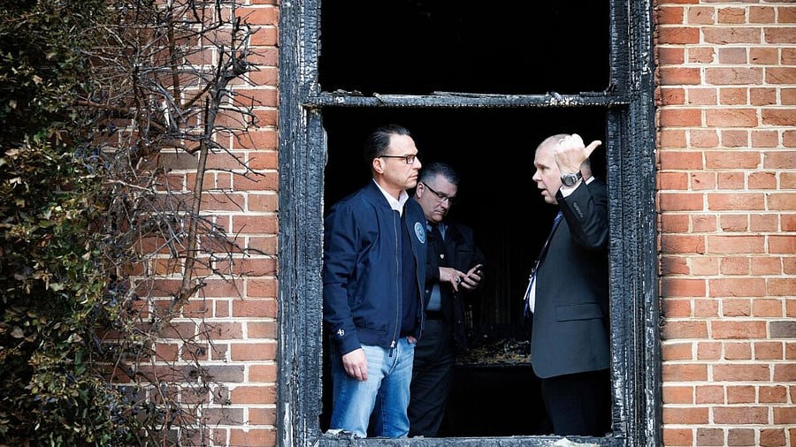 <div class="paragraphs"><p>Pennsylvania Governor Josh Shapiro in conversation ahead of providing an update on the act of arson that took place at the Governor's Residence, in Harrisburg, Pennsylvania</p></div>