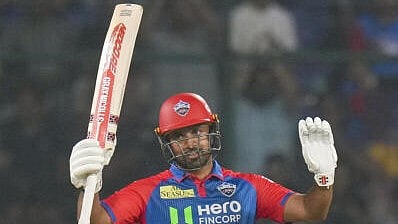 <div class="paragraphs"><p>Delhi Capitals' Karun Nair celebrates his half century during an Indian Premier League (IPL) 2025  cricket match between Delhi Capitals and Mumbai Indians.</p></div>