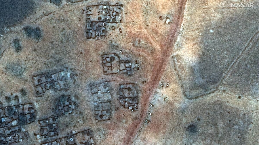 <div class="paragraphs"><p>A satellite image shows vehicles in Zamzam Camp, which hosts displaced people, amid the ongoing conflict in the country, in North Darfur, Sudan, April 11, 2025.</p></div>
