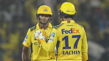 <div class="paragraphs"><p>Chennai Super Kings' Shaik Rasheed during the IPL tie against Lucknow Super Giants.&nbsp;</p></div>