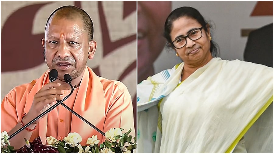<div class="paragraphs"><p>Uttar Pradesh CM Yogi Adityanath (left) and Bengal CM Mamata Banerjee.</p></div>