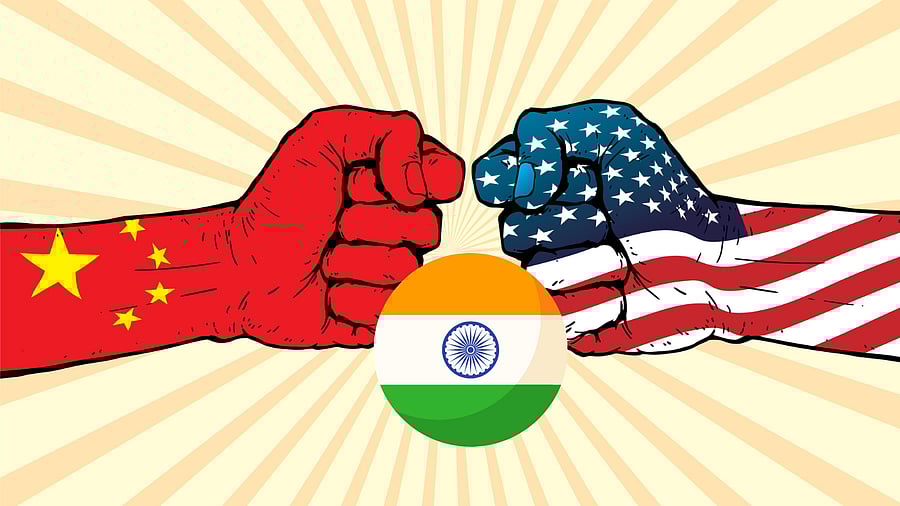 <div class="paragraphs"><p>Representative image indicating US-China trade war, with an inset image showing India's flag</p></div>