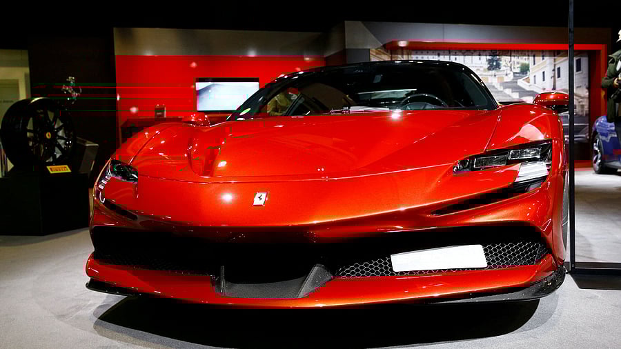 <div class="paragraphs"><p>A Ferrari SF90 Stradale hybrid sports car is seen during a media preview at the Auto Zurich Car Show in Zurich, Switzerland November 3, 2021</p></div>
