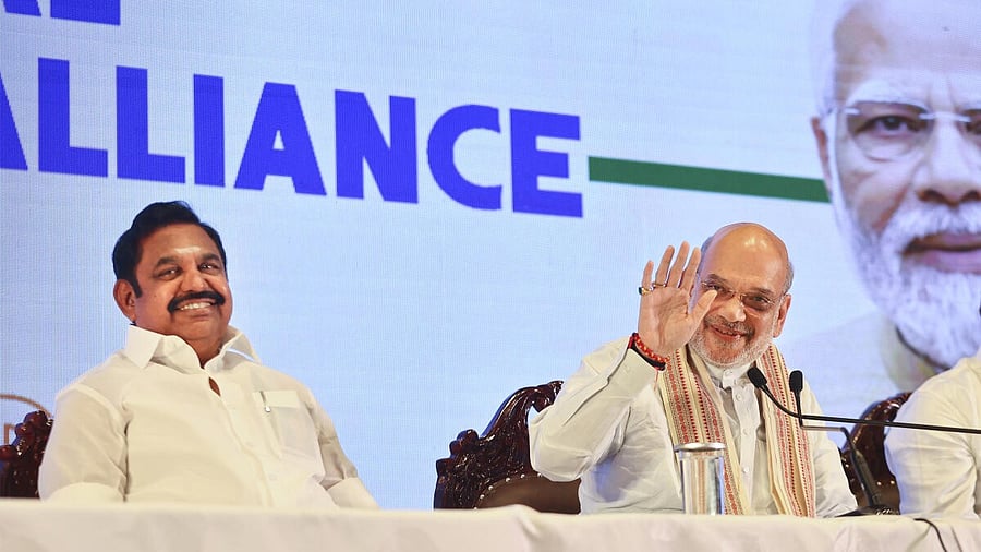 <div class="paragraphs"><p>Amit Shah (right) with Edappadi K Palaniswami during a press conference in Chennai recently.&nbsp;</p></div>