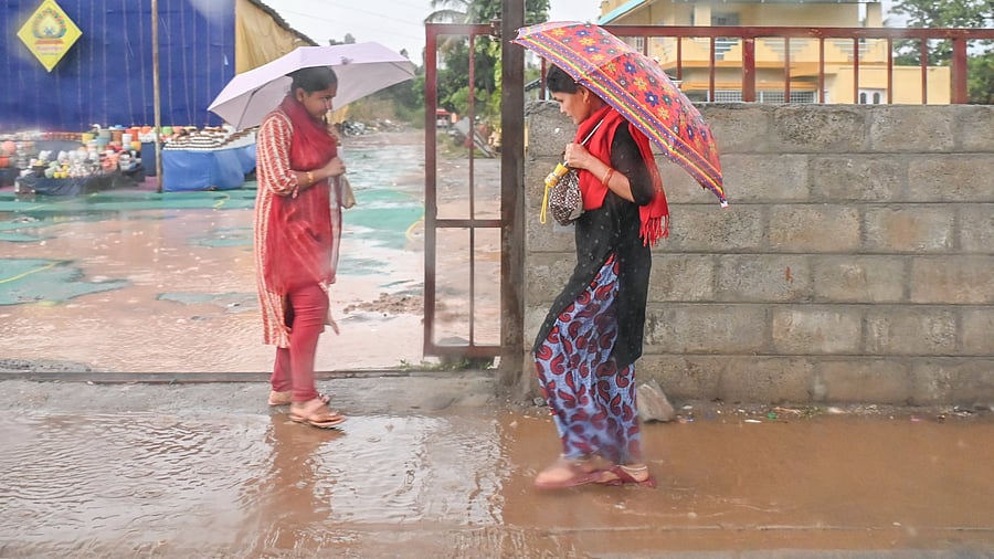 <div class="paragraphs"><p>Small rivers flowed down the sides of roads in many parts of the city. DH PHOTO/SK DINESH </p></div>