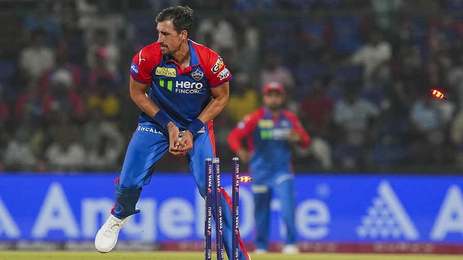 <div class="paragraphs"><p>DC's M Starc runs out RR batter Riyan Parag during the Indian Premier League 2025 cricket match between Rajasthan Royals (RR) and Delhi Capitals (DC), at Arun Jaitley Stadium in New Delhi, Wednesday, April 16, 2025.</p></div>