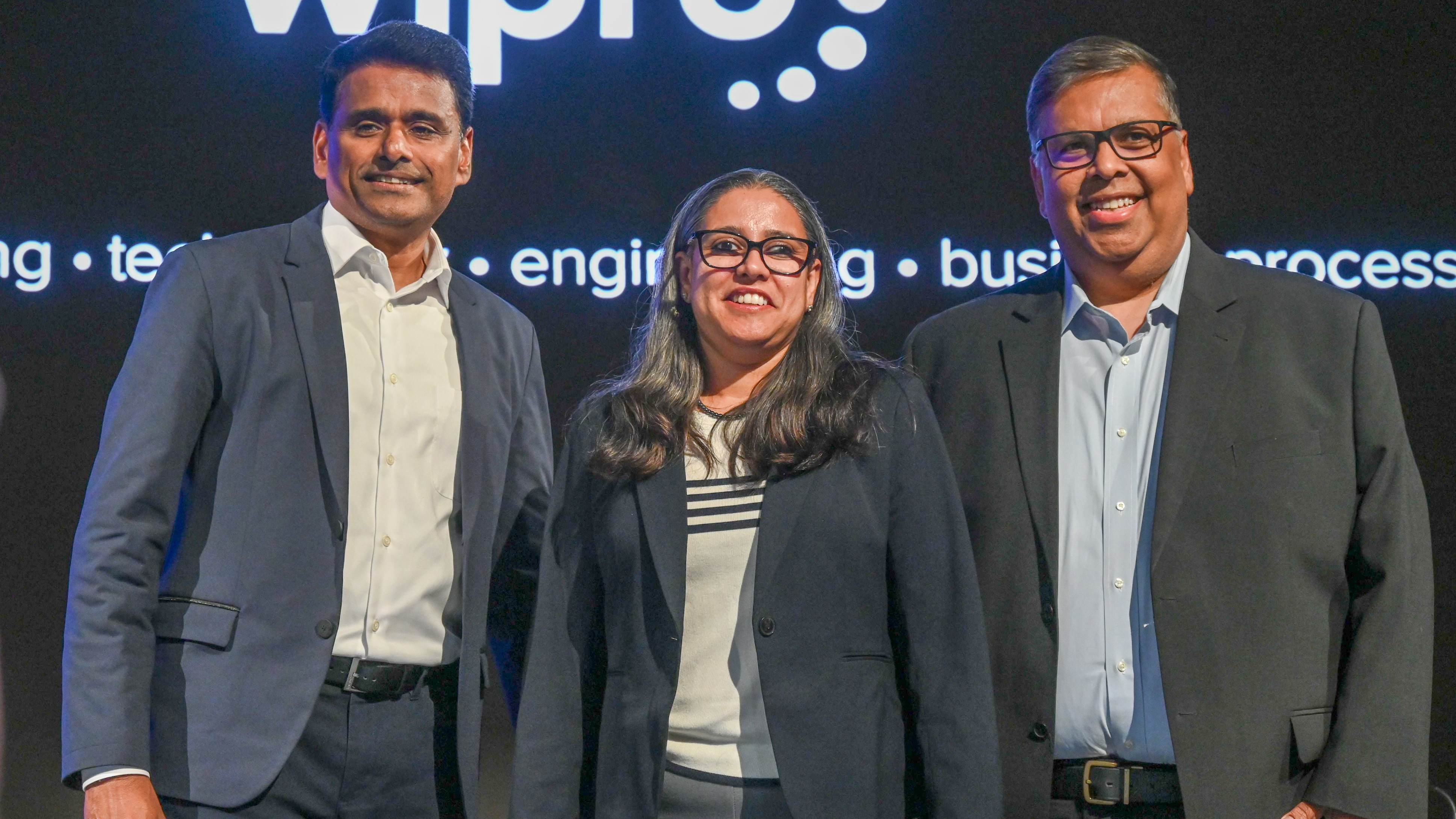 <div class="paragraphs"><p>(from left) Srini Pallia, Chief Executive Officer &amp; Managing Director, Aparna Iyer, Chief Financial Officer and Saurabh Govil, Chief Human Resources Officer, Wipro Limited are seen at Q4FY25 Results Press Conference at Wipro Limited, Kodathi, Sarjapur Road in Bengaluru on Wednesday, 16th April 2025. </p></div>