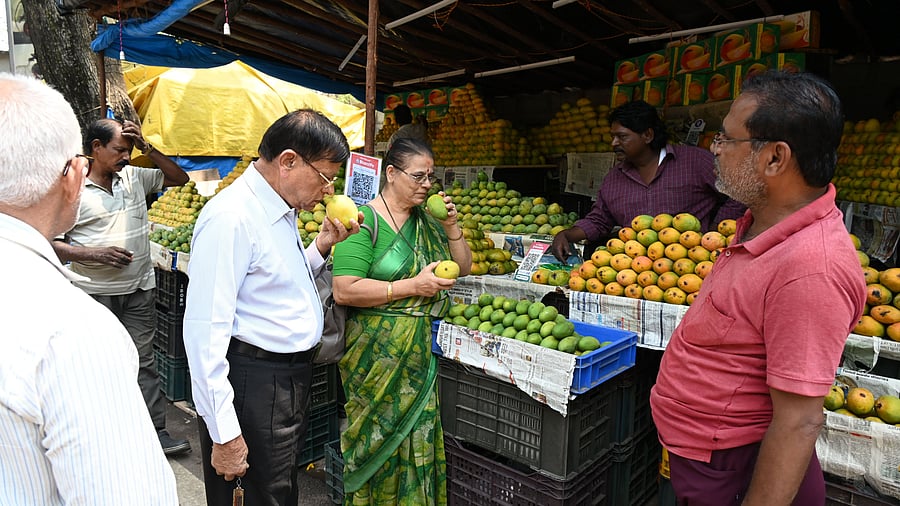 If you get a stinging aroma when you smell a mango, it indicates it is treated with calcium carbide, say experts. DH Photo / B K Janardhan