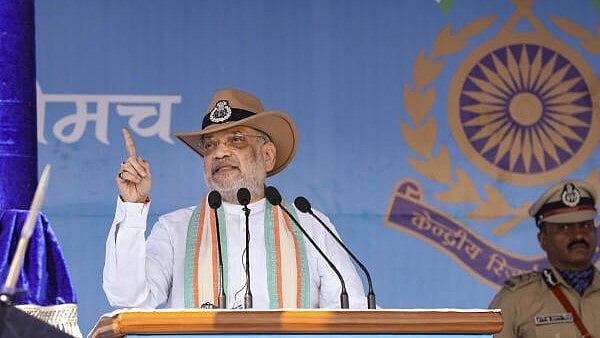 <div class="paragraphs"><p>Union Home Minister Amit Shah addresses the Central Reserve Police Force's (CRPF) Raising Day parade, in Neemuch, Madhya Pradesh, Thursday, April 17, 2025.</p></div>