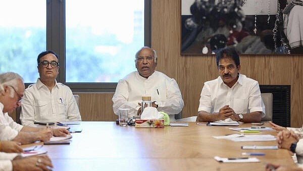 <div class="paragraphs"><p>Congress Chief Mallikarjun Kharge chairs a party meeting with general secretaries, in-charges and heads of all frontal organisations, in New Delhi, on Saturday.</p></div>