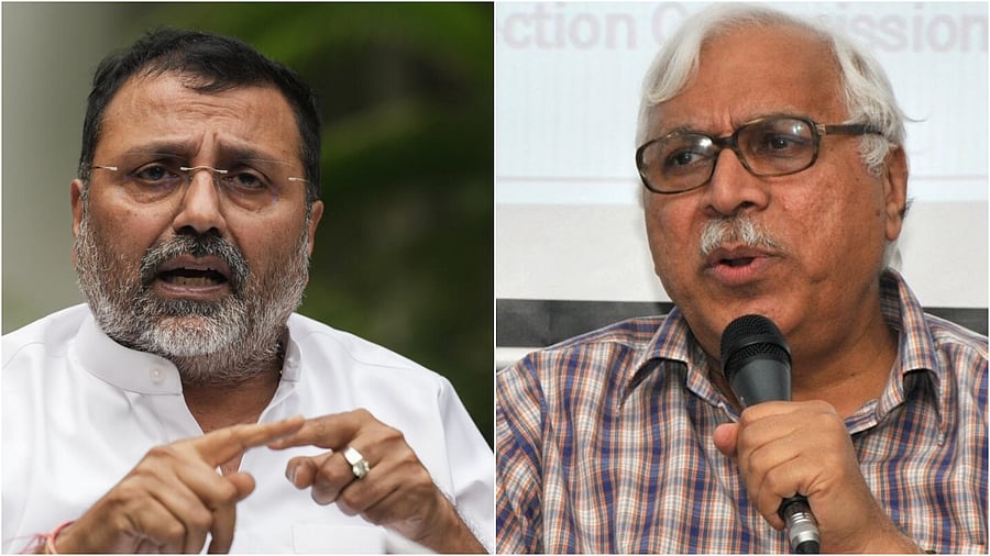 <div class="paragraphs"><p>BJP MP Nishikant Dubey(L) and former CEC&nbsp;S Y Quraishi.</p></div>