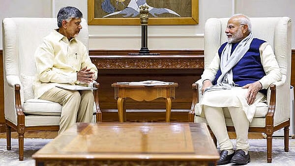 <div class="paragraphs"><p>Prime Minister Narendra Modi with Andhra Pradesh Chief Minister N Chandrababu Naidu during a meeting.</p></div>