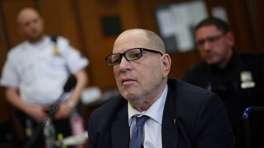 <div class="paragraphs"><p>File Photo: Disgraced Hollywood film producer Harvey Weinstein appears in Manhattan Criminal Court on the third day of jury selection in the rape and sexual assault trial against him in New York City, US, April 17, 2025.</p></div>