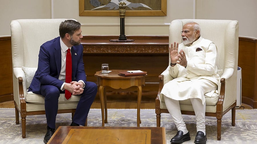 <div class="paragraphs"><p>PM Narendra Modi during a meeting with US Vice President JD Vance in New Delhi on Monday.&nbsp;</p></div>