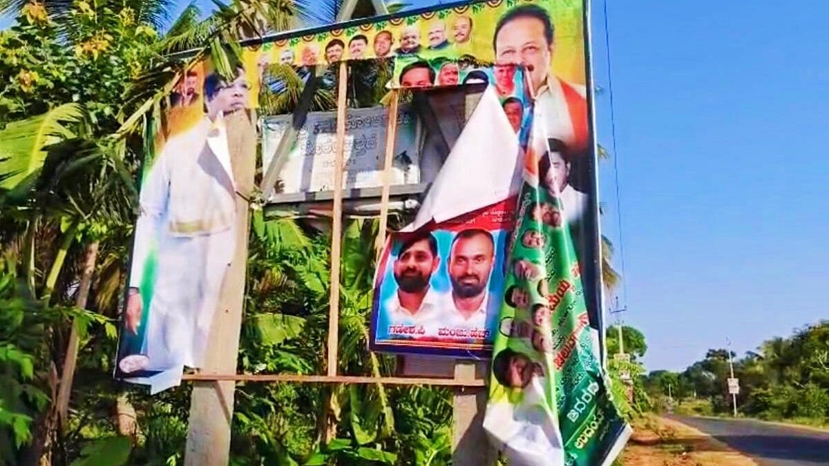 Tension in Nagamangala After Miscreants Tear CM Siddaramaiah's Flex Banners