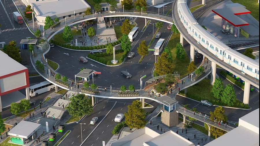 An artist's impression of the proposed skywalk at the Banashankari Junction.