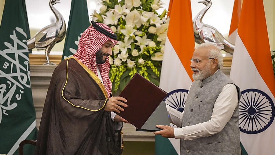 <div class="paragraphs"><p>Prime Minister Narendra Modi and Saudi Arabia's Crown Prince and Prime Minister Mohammed bin Salman bin Abdulaziz Al Saud.</p></div>