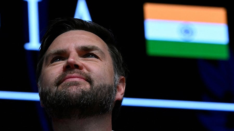 <div class="paragraphs"><p>U.S. Vice President JD Vance reacts as he delivers remarks at the Rajasthan International Centre in Jaipur, on Tuesday, April 22, 2025.      </p></div>