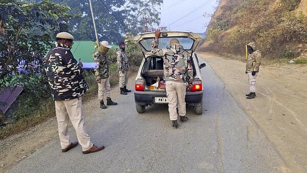 <div class="paragraphs"><p>Security personnel during a search operation and area domination in the fringe and vulnerable areas of hill and valley districts, in Manipur</p></div>