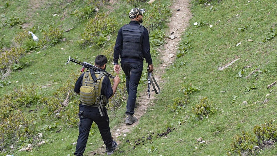 <div class="paragraphs"><p>Security personnel near the site of the Pahalgam terror attack. </p></div>