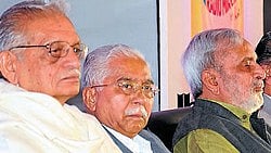 <div class="paragraphs"><p>File photo of Gulzar, Chandrashekhara Kambara, U R Ananthamurthy at Bangalore Literature Festival at Jayamahal Palace in Bangalore. </p></div>
