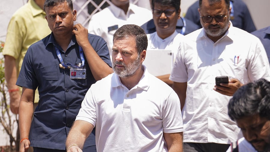 <div class="paragraphs"><p>Congress leader Rahul Gandhi leaves after a Congress Working Committee (CWC) meeting, at the party office, in New Delhi, Thursday, April 24, 2025.</p></div>
