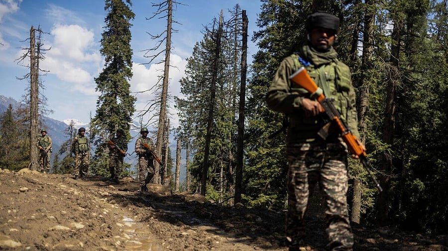 <div class="paragraphs"><p>Indian security personnel at the site of the attack in Baisaran near Pahalgam.</p></div>