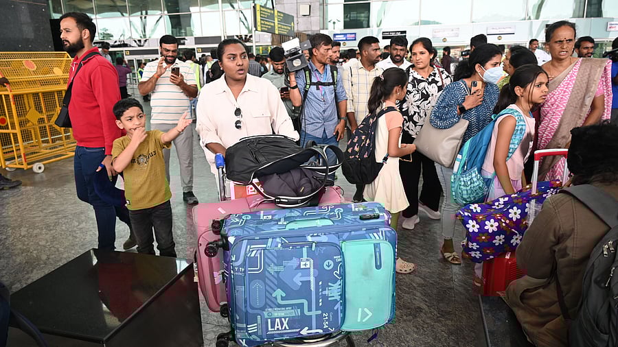 <div class="paragraphs"><p>Relief is writ large on the faces of tourists from the state who landed in a flight from Srinagar at the Kempegowda international airport in Bengaluru on Thursday afternoon. </p></div>