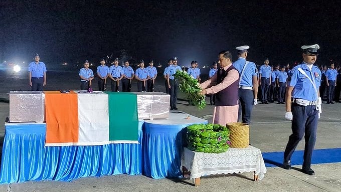 <div class="paragraphs"><p>Assam minister Jayanta Malla Baruah&nbsp;paid tribute to the IAF Corporal.</p></div>